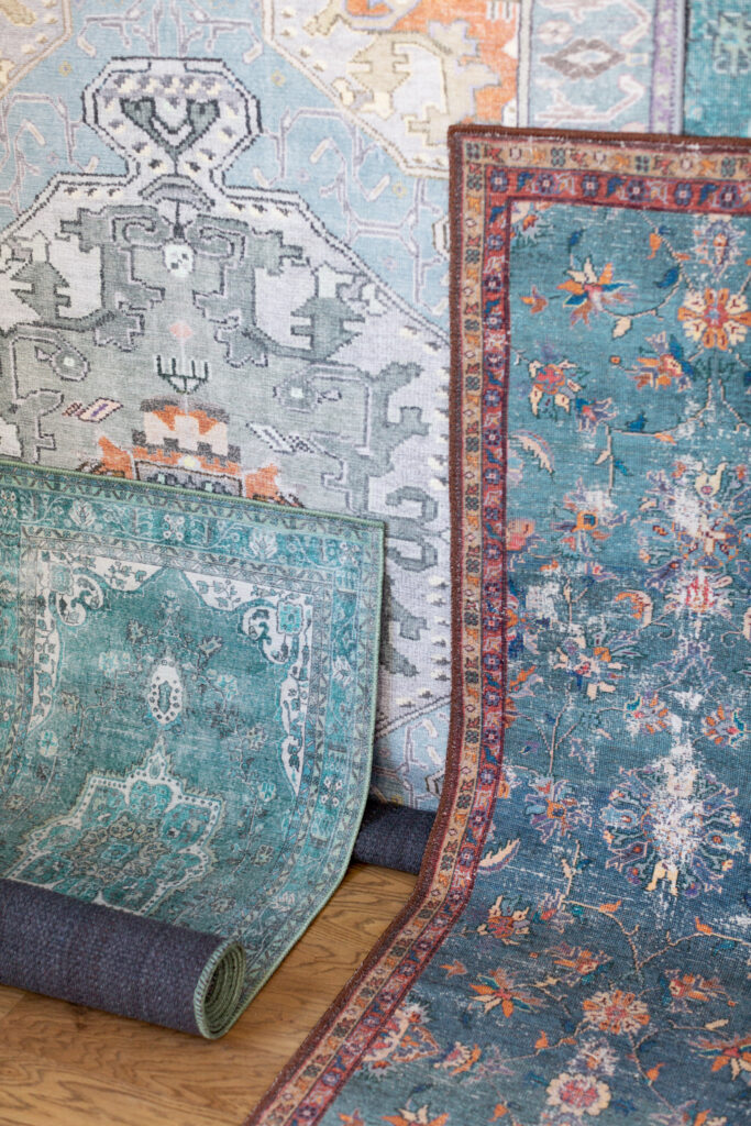 Three vintage inspired rugs from the Harman by Kate Lester collection
